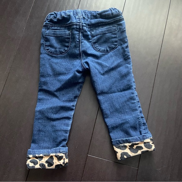 Gymboree toddler girl cheetah hem cuff jeans size 18-24M EUC - Picture 3 of 4